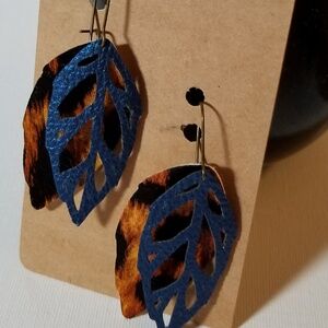 Vegan Leather Drop Earrings Handmade